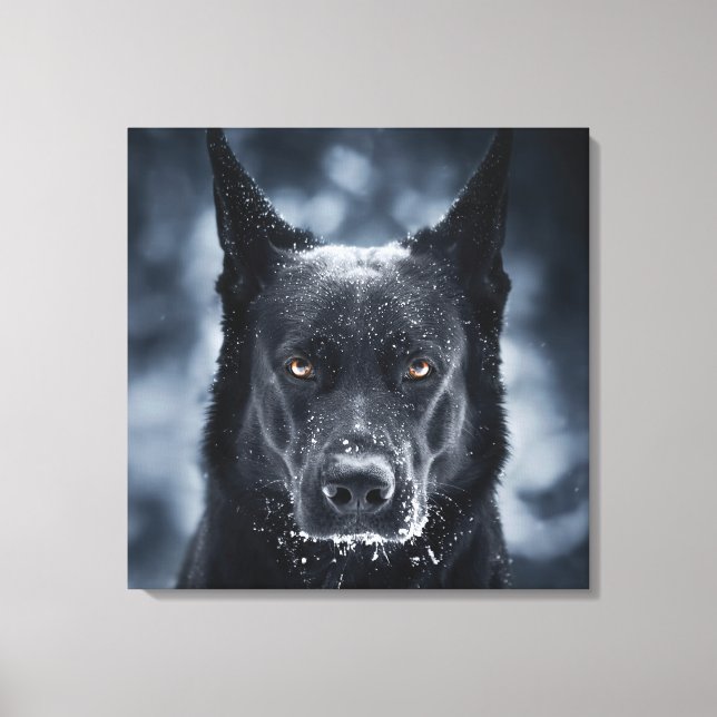 Schwarzer Deutscher Schäferhund Leinwanddruck (Vorderseite)