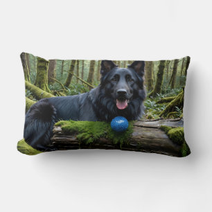 Schwarzer Deutscher Schäferhund mit Ball Lendenkissen