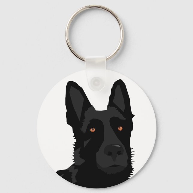 Schwarzer Deutscher Schäferhund-Schlüsselanhänger Schlüsselanhänger (Vorderseite)