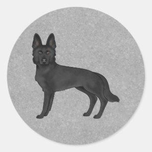 Schwarzer Deutscher Schäferhund Süßer Cartoon-Hund Runder Aufkleber