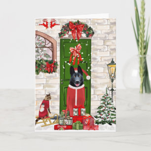 Schwarzer deutscher Schäferhund Weihnachten Karte