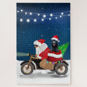 Schwarzer deutscher Schäferhund Weihnachten Santa