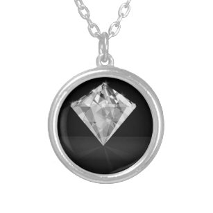 Schwarzer Diamant-Edelstein-Halsketten Versilberte Kette