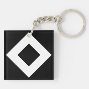 Schwarzer Diamant, feine weiße Grenze Schlüsselanhänger