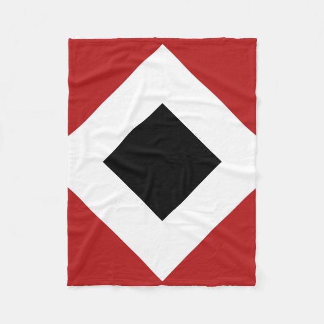 Schwarzer Diamant, kühne weiße Grenze auf Rot Fleecedecke (Vorderseite)