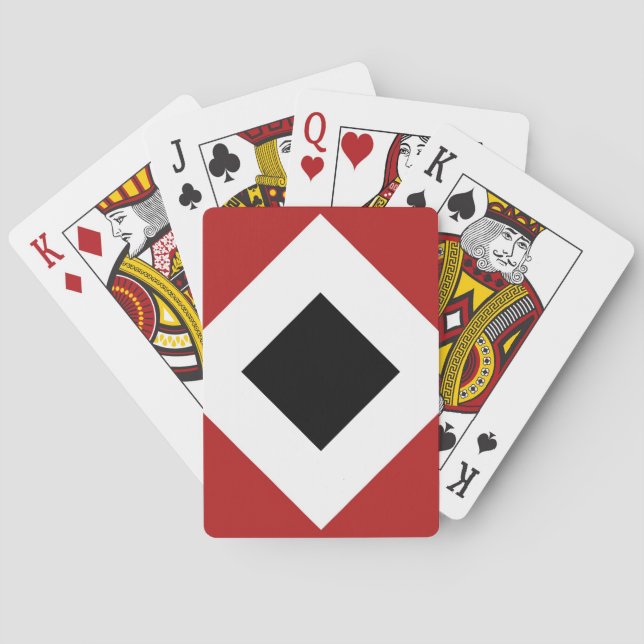 Schwarzer Diamant, kühne weiße Grenze auf Rot Spielkarten (Rückseite)