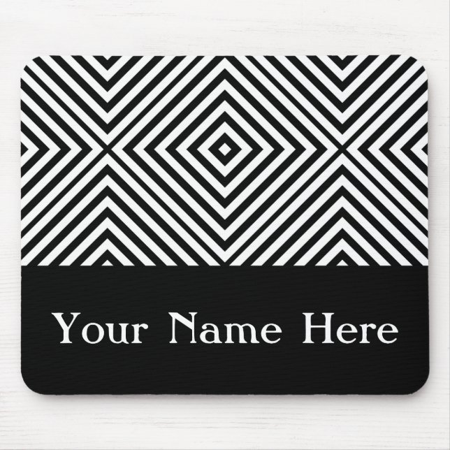 Schwarzer Diamant Zickzack mit individuelle Name Mousepad (Vorne)