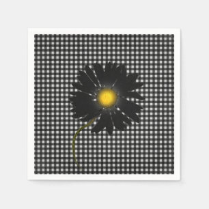 Schwarzer Disan auf Gingham-Hintergrund Serviette