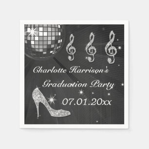 Schwarzer Disco-Ball-und Schein-Heels-Abschluss Serviette