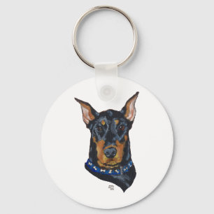 Schwarzer Dobermann Pinscher Schlüsselanhänger