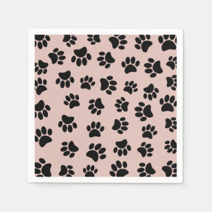 Schwarzer Dog Muster auf Rose Gold Serviette