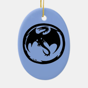 Schwarzer Drache Blauer Keramik Ornament
