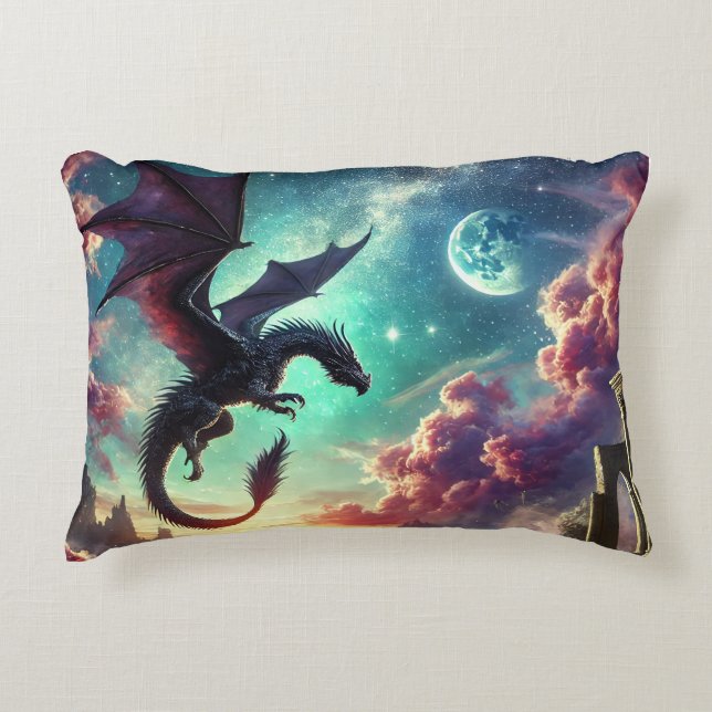 Schwarzer Drache Dekokissen (Vorderseite)