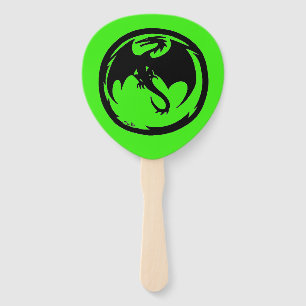 Schwarzer Drache grüne Paddel-Handfächer Fächer