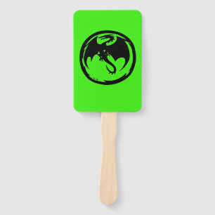 Schwarzer Drache grüne rechteckige Handfächer