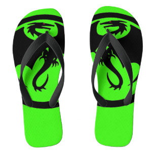 Schwarzer Drache grüne Weitwinkeltreppen Flip Flops