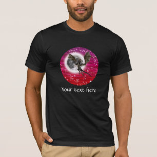 Schwarzer Drache - mythische Fantasy-Kreatur Rote T-Shirt
