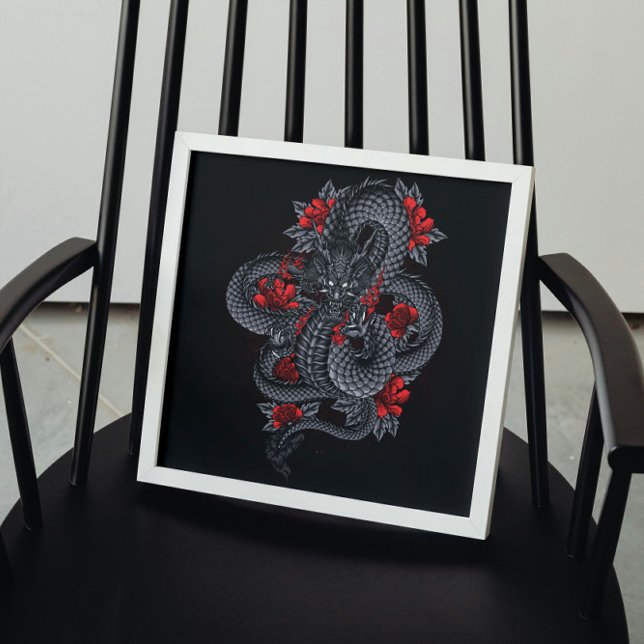 Schwarzer Drache, Rote Rosen Poster (Von Creator hochgeladen)