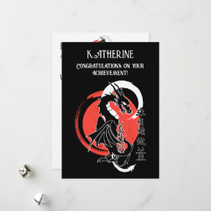 Schwarzer Drache, roter Mond Grußkarte Feiertagskarte