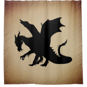 Schwarzer Drache rustikaler Hintergrund Duschvorhang