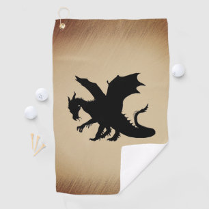 Schwarzer Drache rustikaler Hintergrund Golfhandtuch