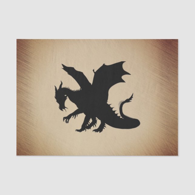 Schwarzer Drache rustikaler Hintergrund Seidenpapier (Vorderseite)