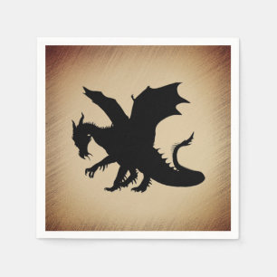 Schwarzer Drache Rustikaler Hintergrund Serviette