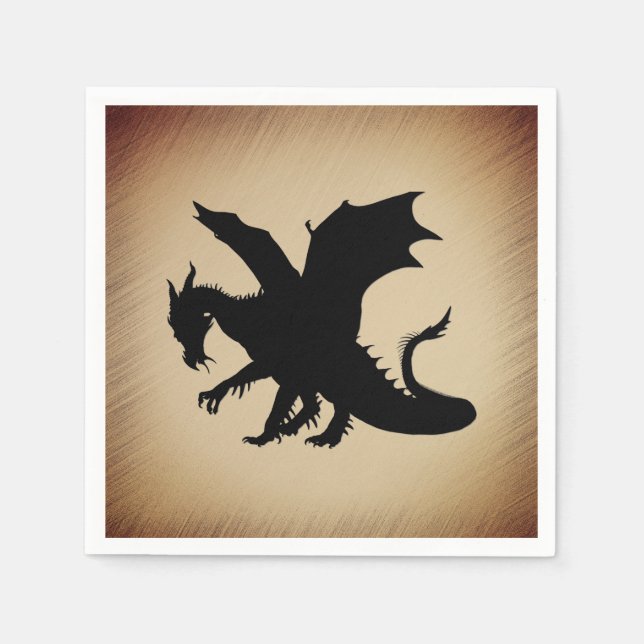 Schwarzer Drache rustikaler Hintergrund Serviette (Vorderseite)