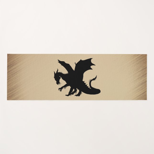 Schwarzer Drache rustikaler Hintergrund Yogamatte (Vorderseite (Horizontal))