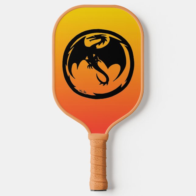 Schwarzer Drache Sonnenaufgang Tigleball Paddel Pickleball Schläger (Vorderseite)