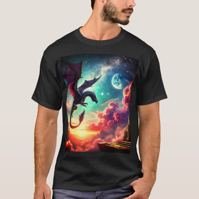 Schwarzer Drache T-Shirt (Vorderseite)