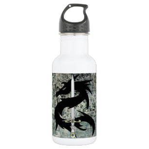 Schwarzer Drache und Schwert Trinkflasche