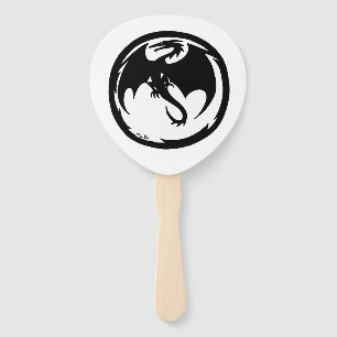 Schwarzer Drache weiße Paddel-Handfächer Fächer