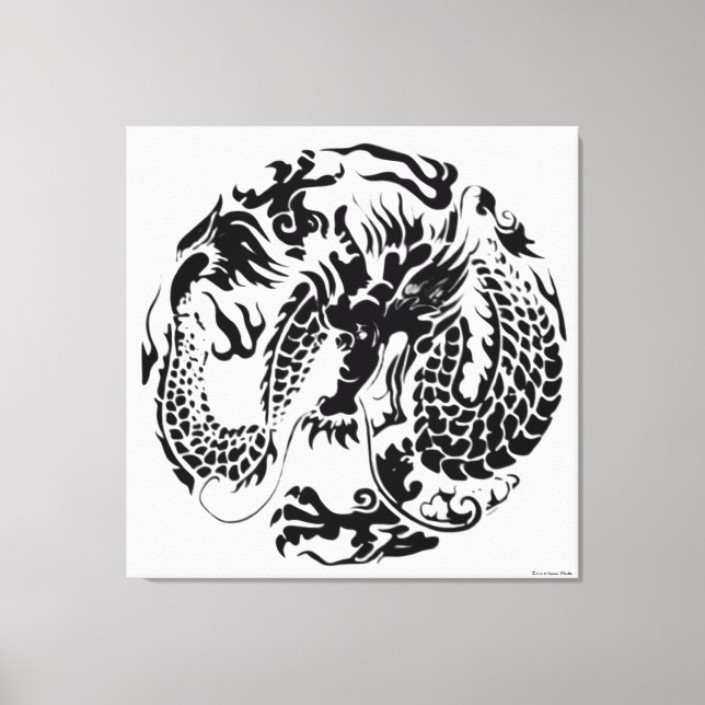Schwarzer Drache Wrapped Canvas Leinwanddruck (Vorderseite)