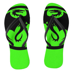 Schwarzer Drachengrüner Flip-Flops Flip Flops