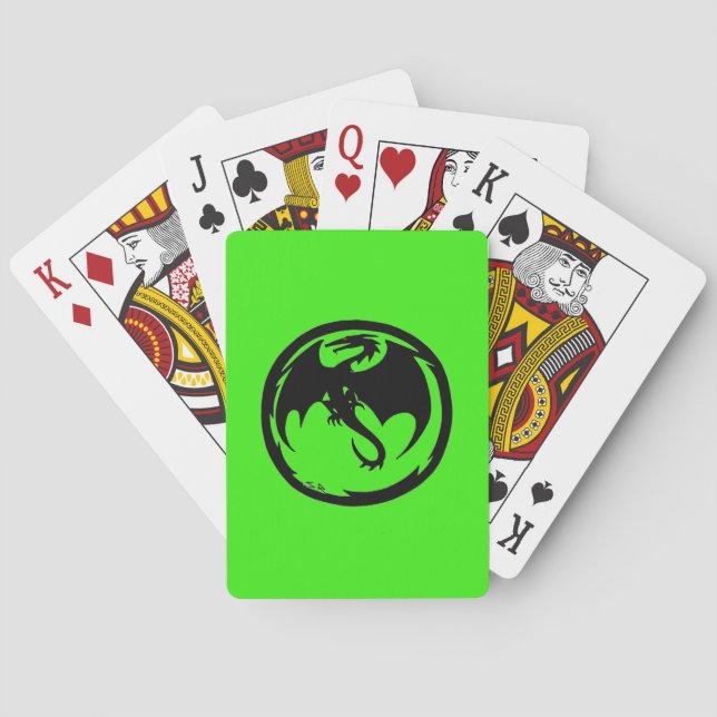 Schwarzer Drachengrüner Poker spielt Karten Spielkarten (Rückseite)