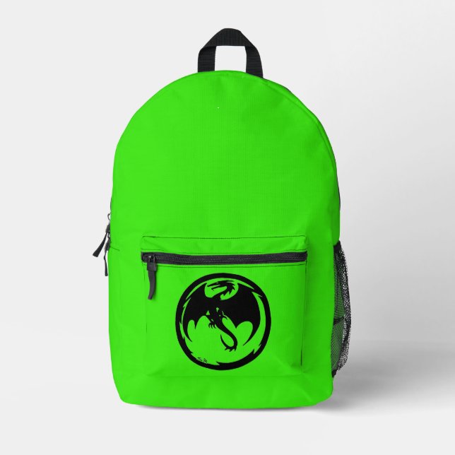Schwarzer Drachengrüner Rucksack (Vorderseite)