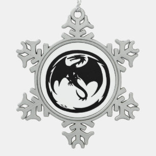 Schwarzer Drachenschneefleckschmuck Schneeflocken Zinn-Ornament