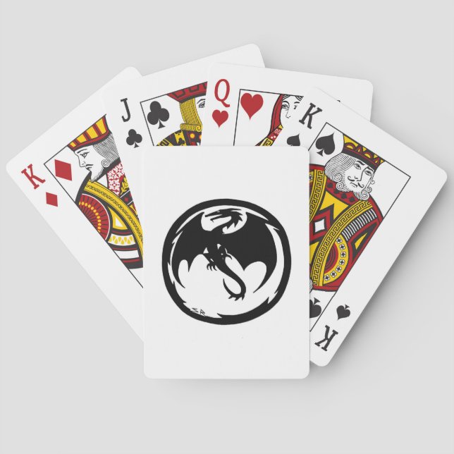Schwarzer Drachenweißer Poker spielt Karten Spielkarten (Rückseite)