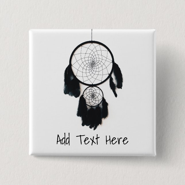 Schwarzer Dreamcatcher auf weißem Hintergrund Button (Vorderseite)