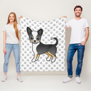 Schwarzer Dreifarbiger Glatthaar Chihuahua Hund & Fleecedecke