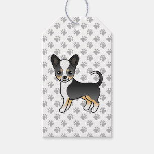 Schwarzer Dreifarbiger Glatthaar Chihuahua Hund & Geschenkanhänger