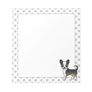 Schwarzer Dreifarbiger Glatthaar Chihuahua Hund & Notizblock