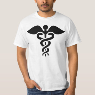 Schwarzer Druck Caduceus T-Shirt
