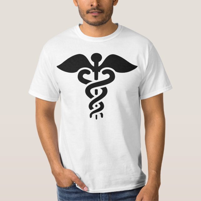 Schwarzer Druck Caduceus T-Shirt (Vorderseite)