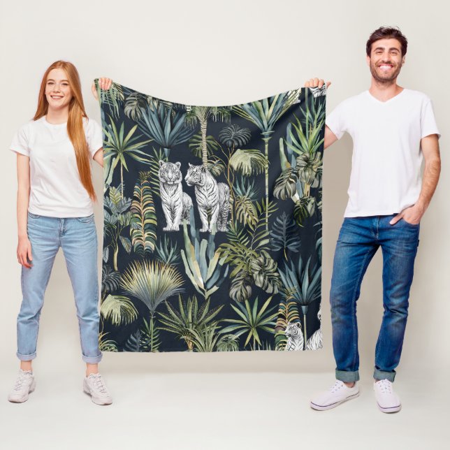 Schwarzer Dschungel Weiße Tiger Fleece Blanket (Beispiel)