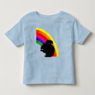 Schwarzer Eichhörnchen Silhouette Farbiger Regenbo Kleinkind T-shirt