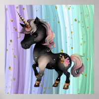 Schwarzer Einhorn Lila-Rosa-Schwanz