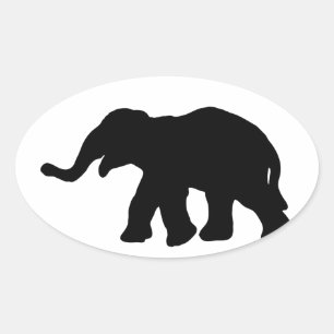 Schwarzer Elefant Ovaler Aufkleber