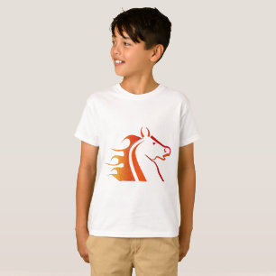 Schwarzer Elefant und rotes Pferd T-Shirt